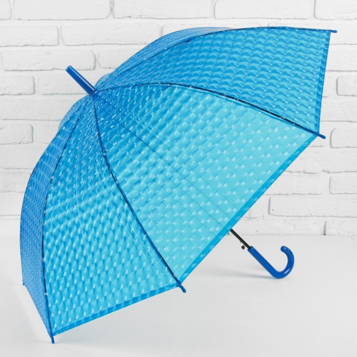 Зонт-трость "Однотонный", 3D, полуавтоматический, R=55см, цвет синий