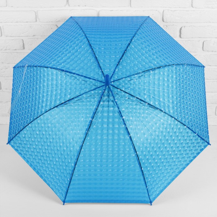 Зонт-трость "Однотонный", 3D, полуавтоматический, R=55см, цвет синий
