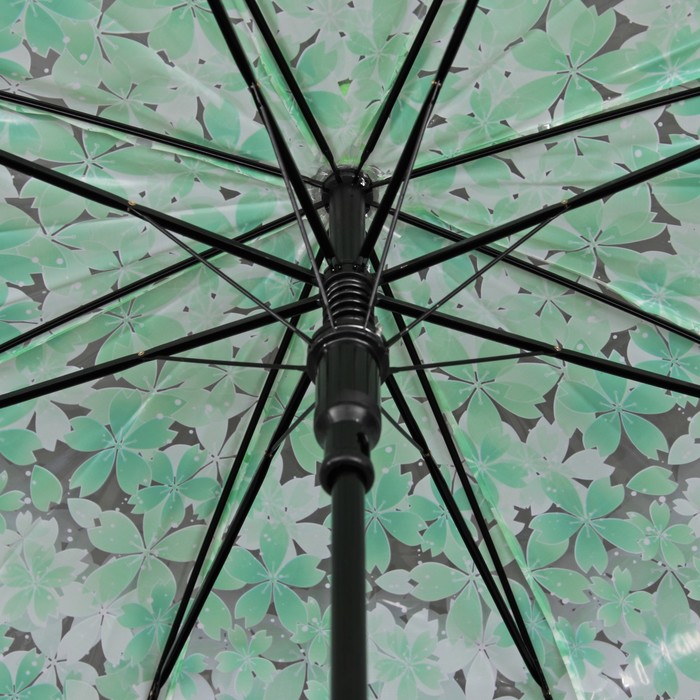 Зонт-трость "Цветы", полуавтоматический, R=40см, цвет зелёный