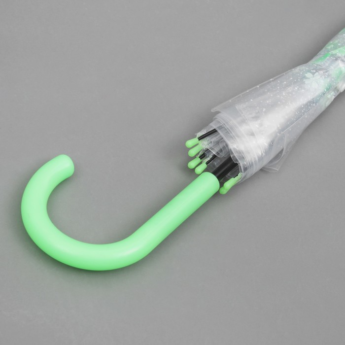 Зонт-трость "Цветы", полуавтоматический, R=40см, цвет зелёный