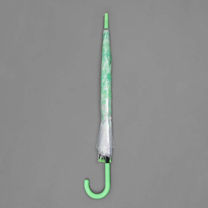 Зонт-трость "Цветы", полуавтоматический, R=40см, цвет зелёный