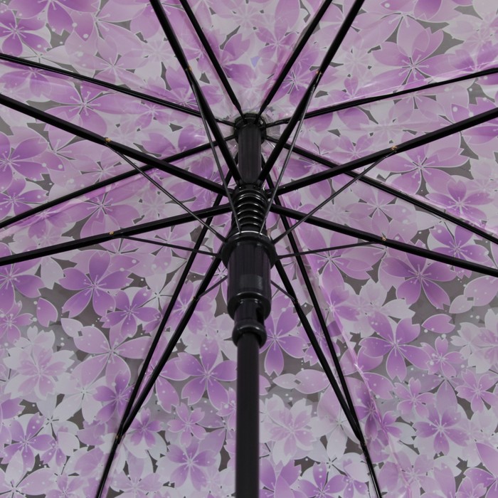 Зонт-трость "Цветы", полуавтоматический, R=40см, цвет сиреневый