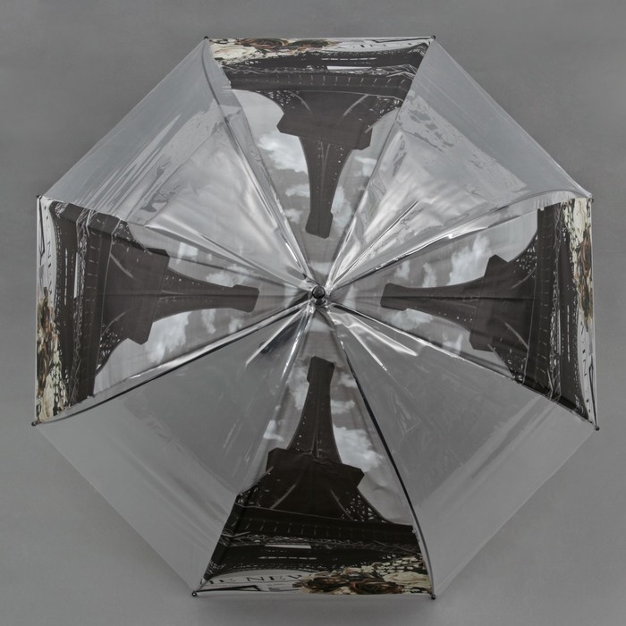 Зонт-трость "Эйфелева башня", полуавтоматический, R=41см, цвет коричневый