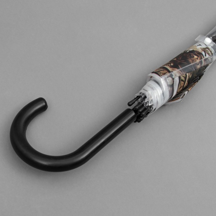 Зонт-трость "Эйфелева башня", полуавтоматический, R=41см, цвет коричневый