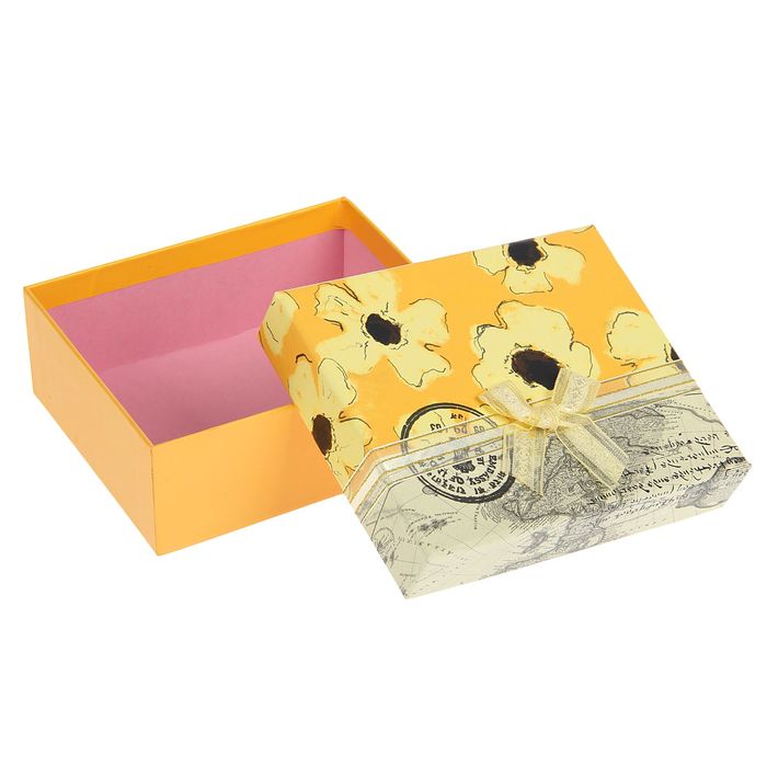 Коробка подарочная "Лето", желтый, 14 х 12 х 5,5 см