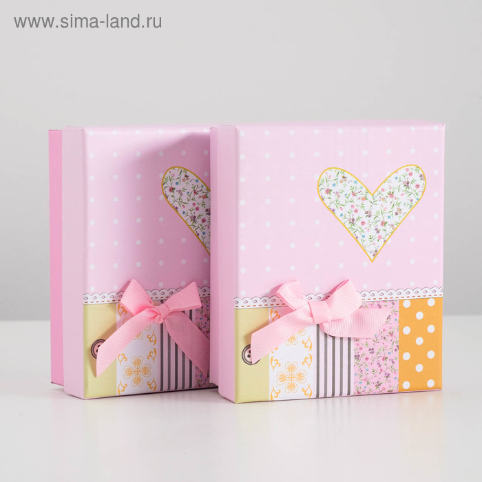 Подарочные коробки  Сима-Ленд Коробка подарочная Сердце, розовый, 14 х 12 х 5.5 см