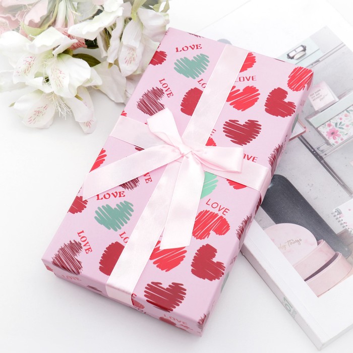 Коробка подарочная "Любовь" 23 х 13 х 4 см, розовая