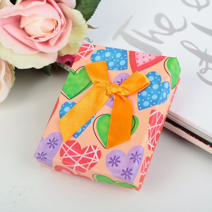 Коробка подарочная "Сердца" 8 х 5 х 2,5 см