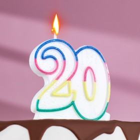 Свеча для торта «‎Юбилейный ГИГАНТ», цифра '20', ободок цветной, блёстки, 8 см Ош