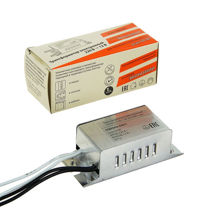 Трансформатор электронный TDM ТЭ-60 220В/12В 20-60Вт нар., SQ0360-0001