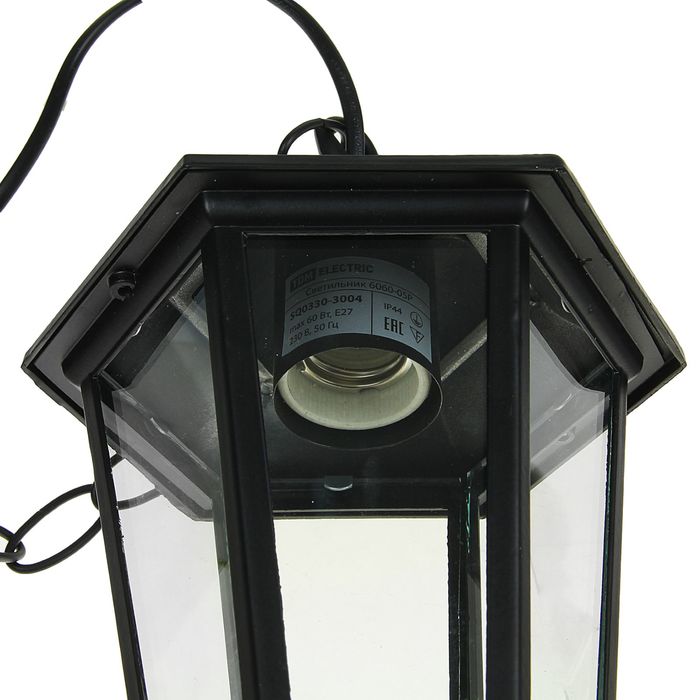 Светильник TDM, садово-парковый шестигранник, 60 Вт, подвес, черный, в разборе, SQ0330-3004