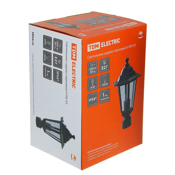 Светильник TDM 6100-23 садово-парковый шестигранник, 100Вт, на опору, белый, SQ0330-0068