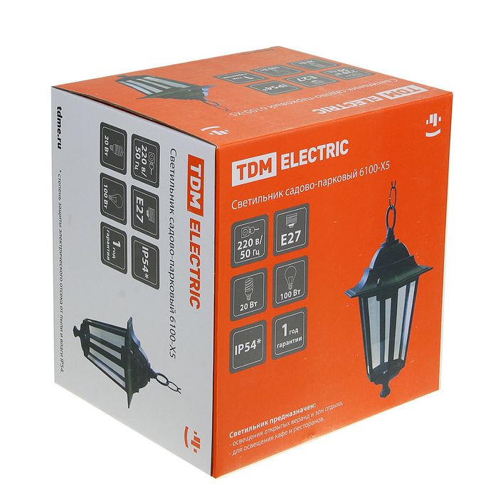 Светильник TDM 6100-25 садово-парковый шестигранник, 100Вт, подвес,белый, SQ0330-0069