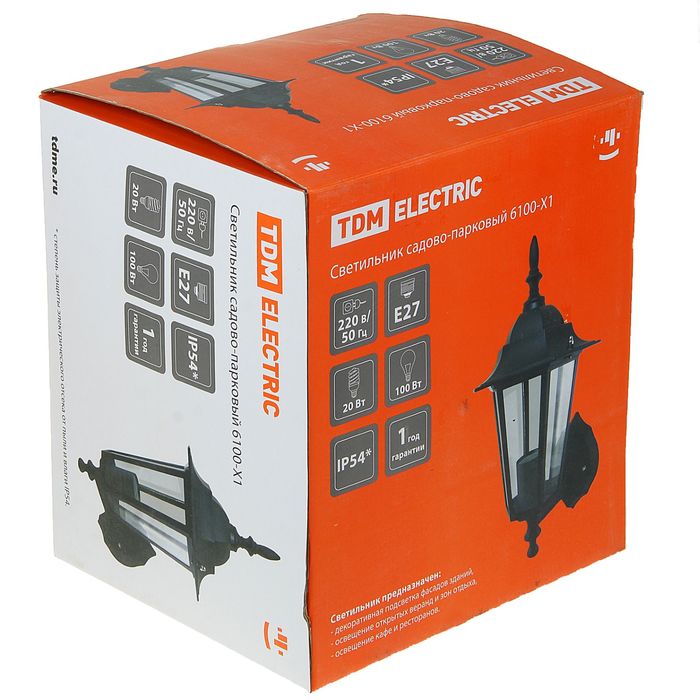 Светильник TDM 6100-01 садово-парковый шестигранник, 100Вт, вверх, черный, SQ0330-0006