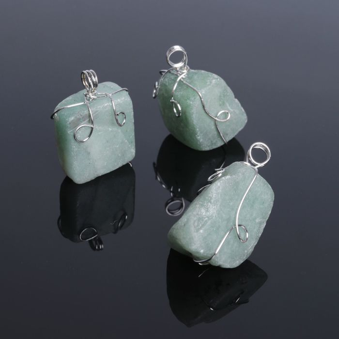 Подвеска в металлической окантовке "Нефрит", форма МИКС