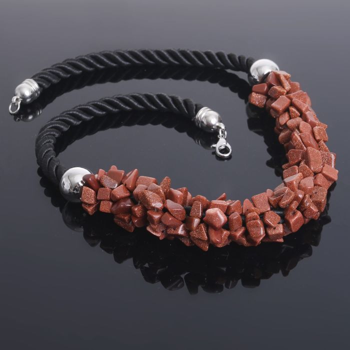 Колье жгут "Авантюрин коричневый", 45см