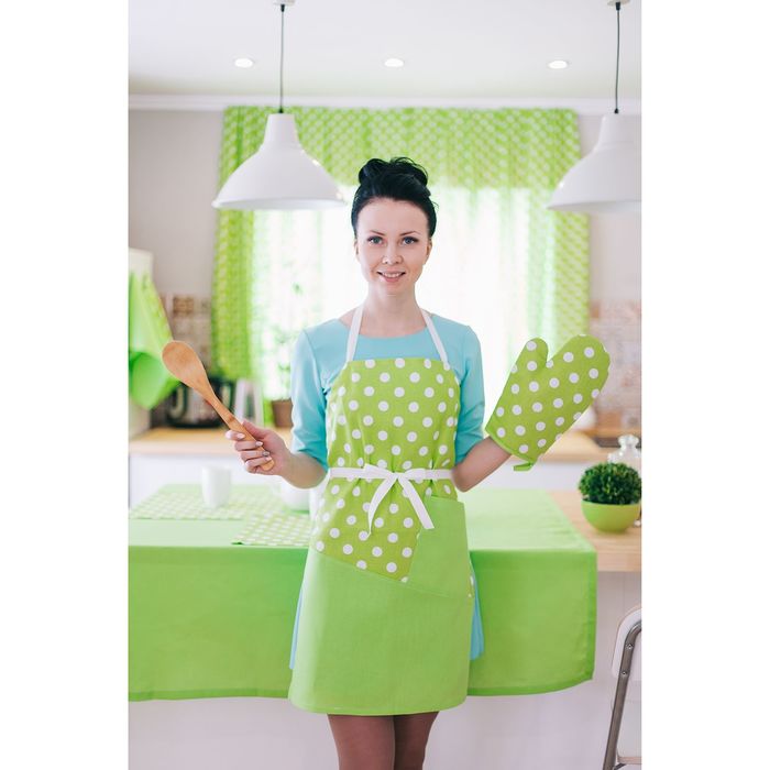 Набор столовый "Этель" Зелёное яблоко скатерть 150х200 см, салфетка 40х40 см 8 шт., рогожка