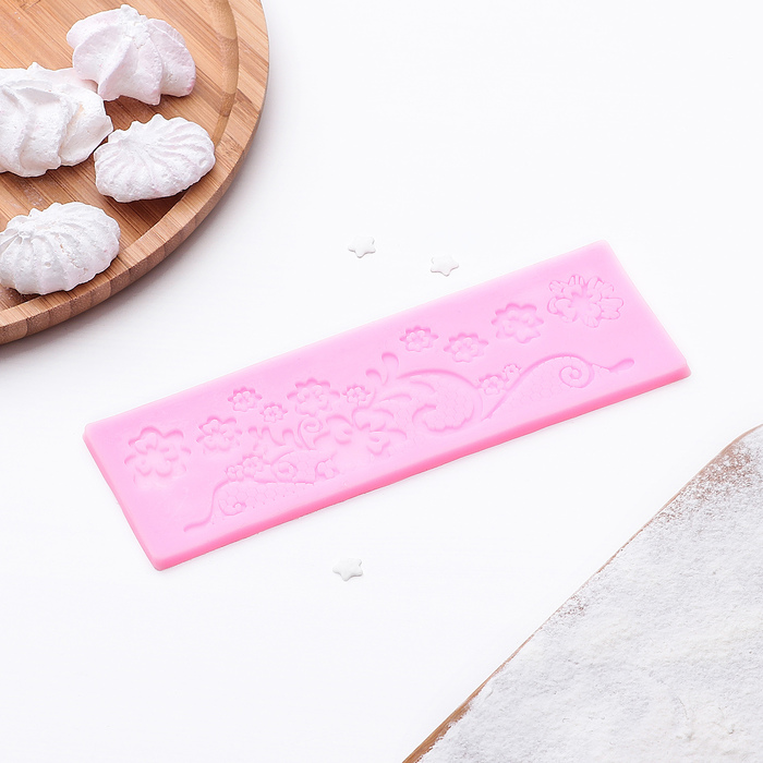 Коврик для айсинга 17,7х6х0,4 см "Цветы", цвет розовый