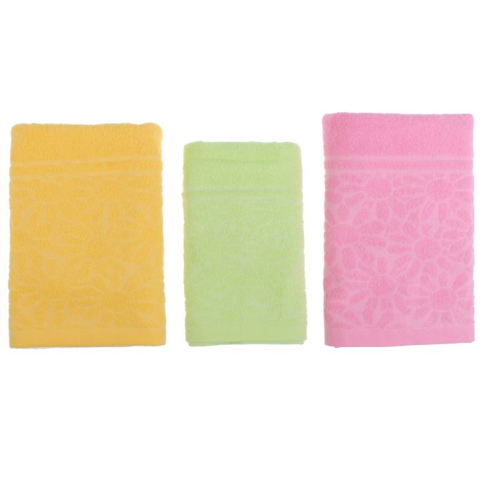 Набор полотенец "Этель" Герберы, размер 30х70 см-1 шт., 50х90 см-2 шт., 400 г/м2