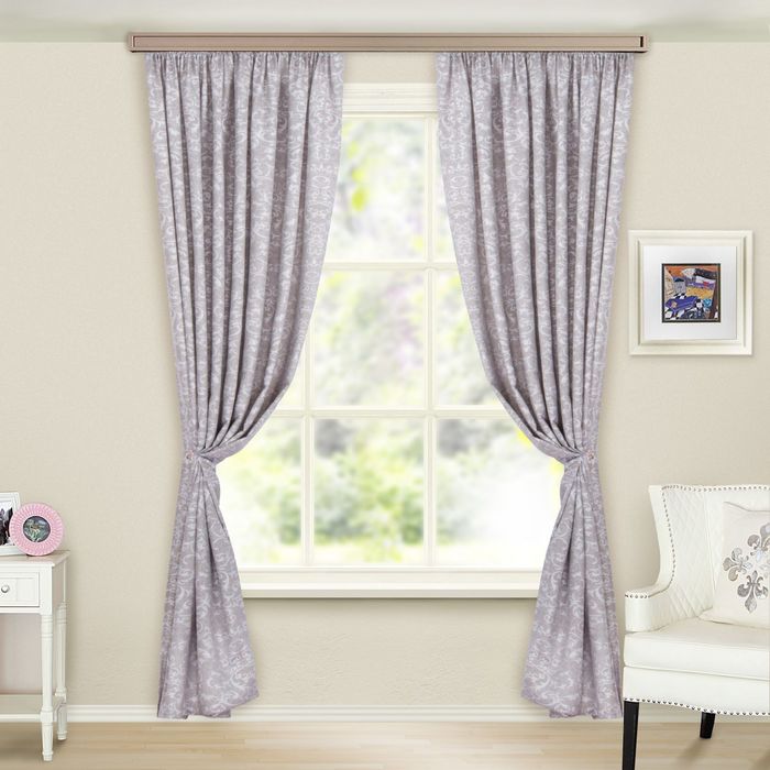Шторы портьерные Софт жаккард 135х260см 2шт, цв. серый, жаккард, пэ100%