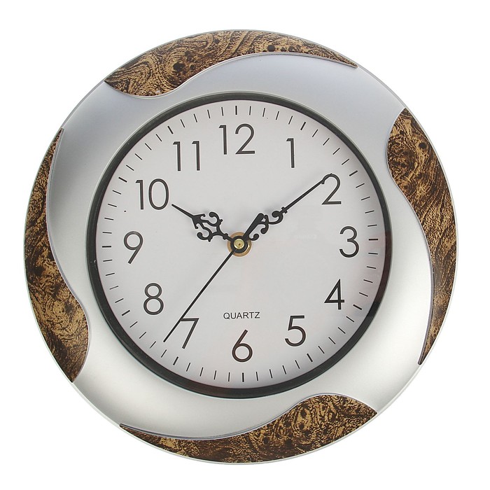 Часы настенные серия Сумрак,круг,рама камень халцедон завит. на хроме,циферблат белый d=25см