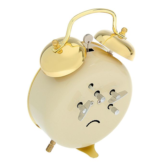 Будильник механический d=10,5см, золото, белый циферблат, 2 звоночка, стрелки светятся