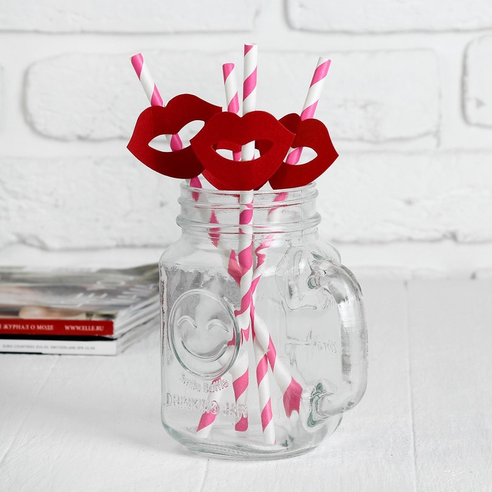 Трубочки для коктейля "Улыбочка" (набор 4 шт) цвета МИКС