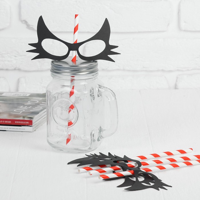 Трубочки для коктейля "Маска" (набор 4 шт) цвета МИКС