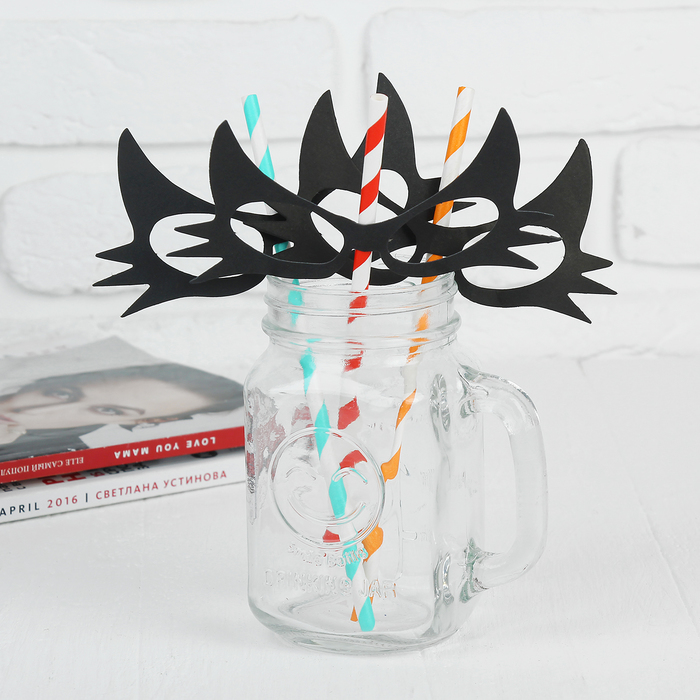 Трубочки для коктейля "Маска" (набор 4 шт) цвета МИКС