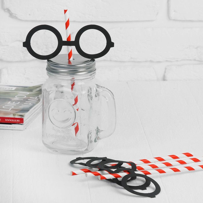 Трубочки для коктейля "Очки" (набор 4 шт) цвета МИКС