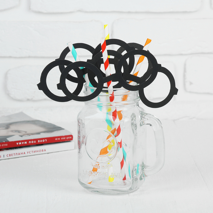 Трубочки для коктейля "Очки" (набор 4 шт) цвета МИКС