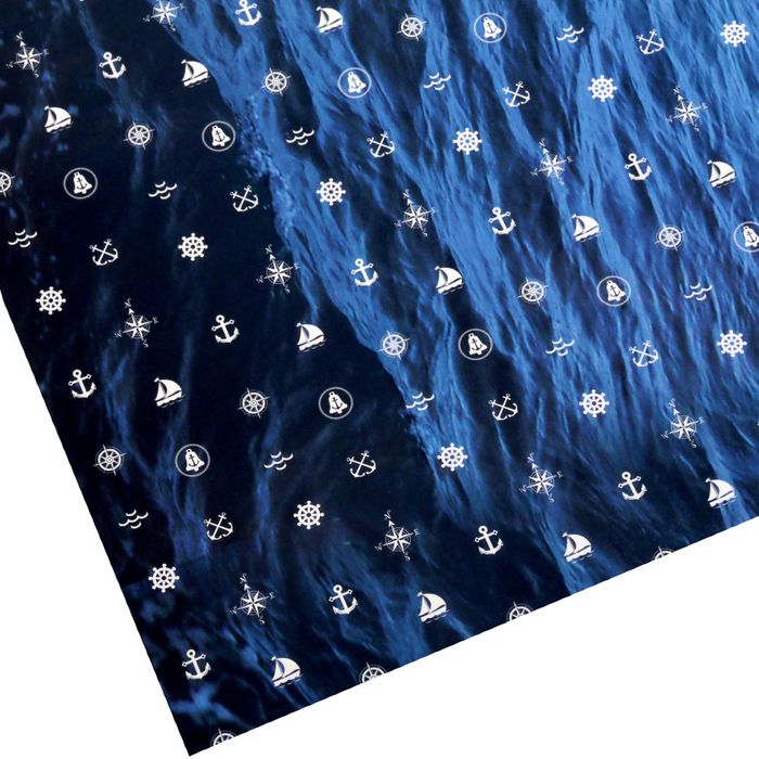 Бумага упаковочная глянцевая "Синее море",70 х100 см