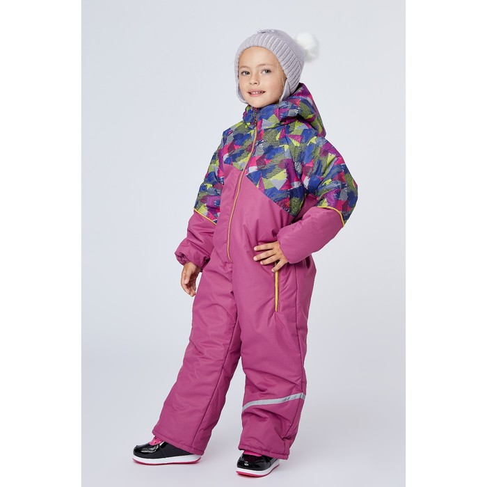 Комбинезон для девочки, рост 104 см, цвет бордо, принт микс (арт. КУД-3/15)