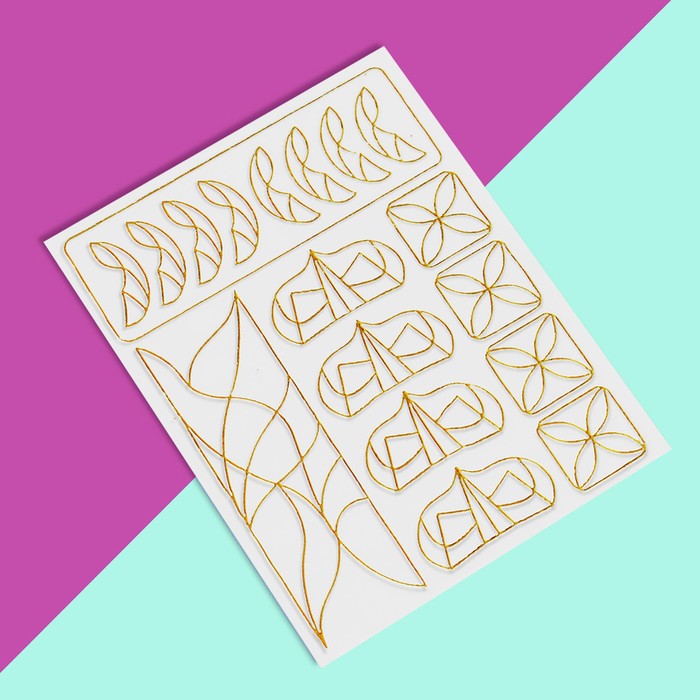 Декоративная наклейка-скотч для ногтей "Узор", цвет золотой