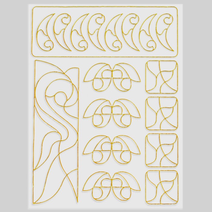 Декоративная наклейка-скотч для ногтей "Узор", цвет золотой