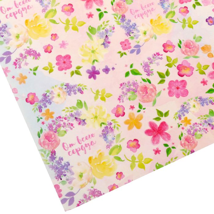 Бумага упаковочная глянцевая "Цветочный венок" ,70 х100 см