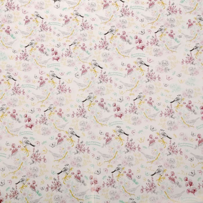 Бумага упаковочная глянцевая "Птицы на ветке" ,70 х100 см
