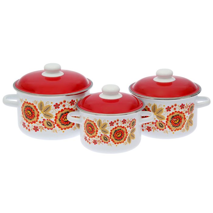 Набор кастрюль "Хохлома" 3 предмета : 2 л; 3 л; 4 л