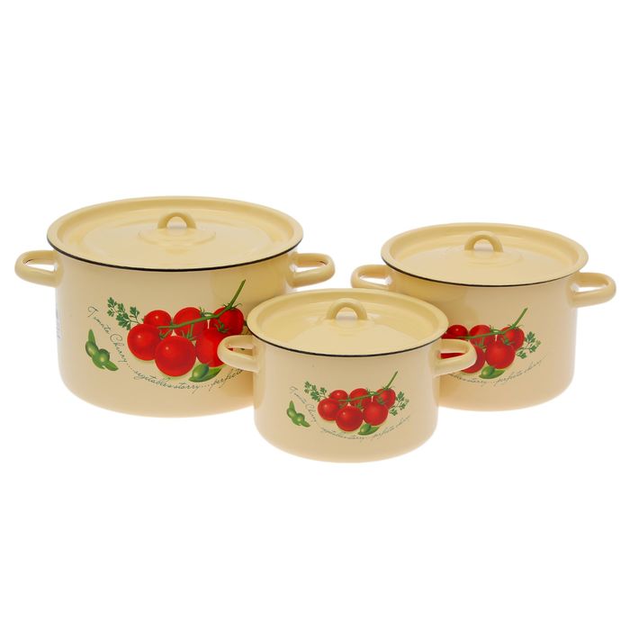 Набор кастрюль "Томаты" 3 предмета : 2,9 л; 3,9 л (4,5 л); 7 л