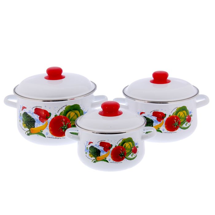 Набор кастрюль "Овощной фреш" 3 предмета: 2 л; 4 л; 5,5 л