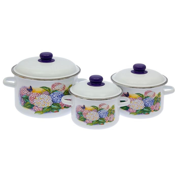 Набор кастрюль "Сирень" 3 предмета: 2 л; 3 л; 5,5 л
