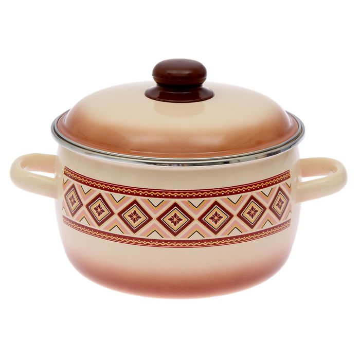 Кастрюля сферическая 4 л "Шоколад", цвет слоновая кость