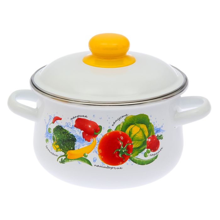 Кастрюля коническая 2 л "Овощной фреш", цвет белый