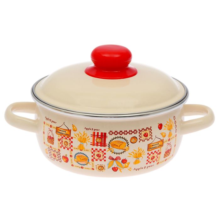 Кастрюля сферическая 1,5 л "Садовая песня", цвет слоновая кость