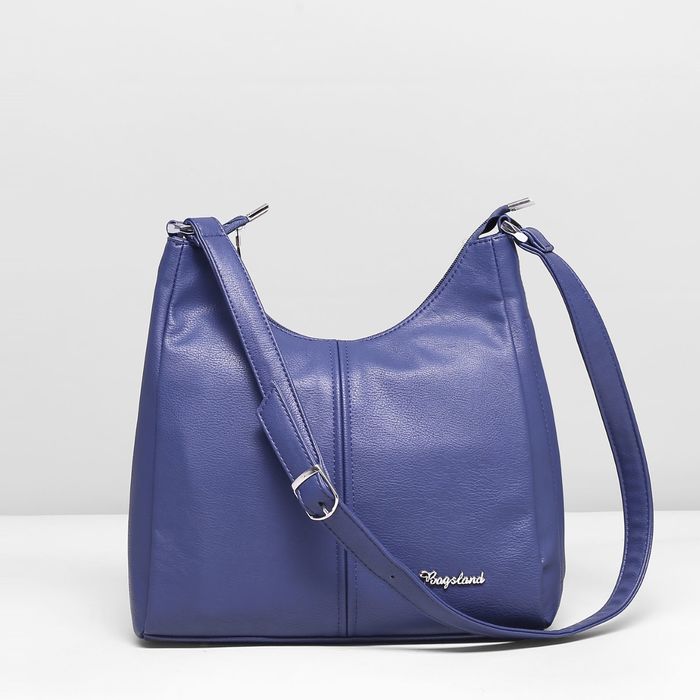 Сумка женская, 2 отдела с перегородкой на молниях, 3 наружных кармана, длинный ремень, цвет синий