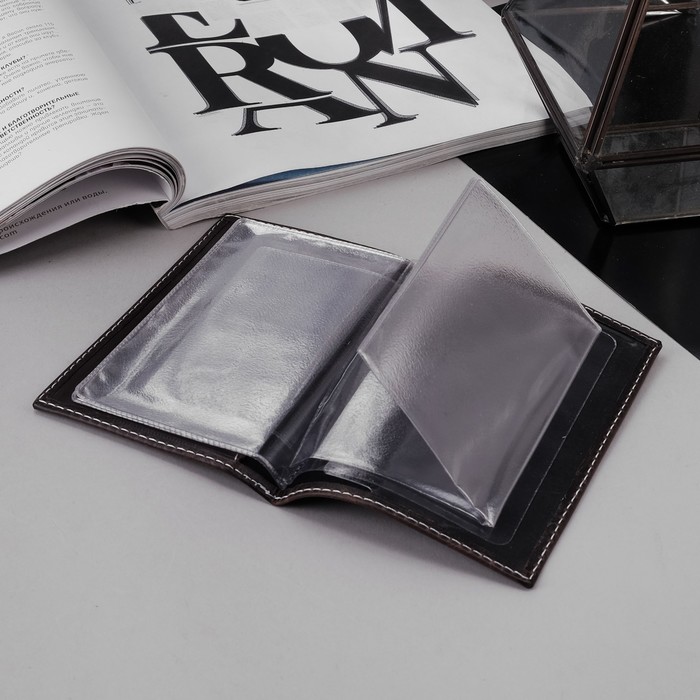 Обложка для автодокументов, 5 карманов для карт, пулап, трюфель