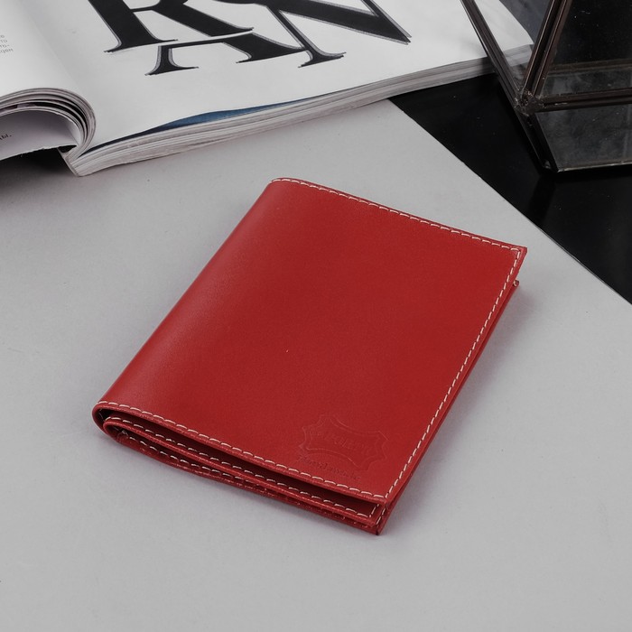 Обложка для автодокументов и паспорта, анилин красный