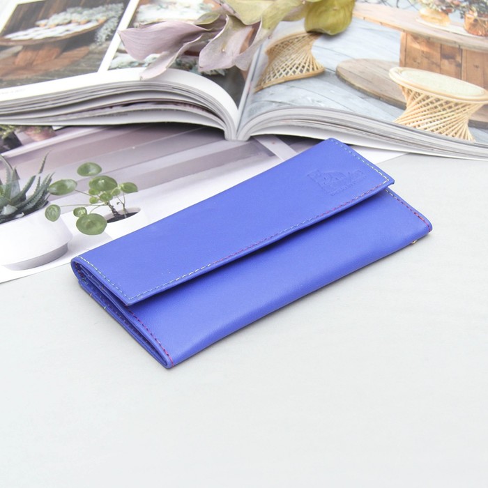 Кошелёк женский, 3 отдела, для карт, наружный карман, цвет синий электрик