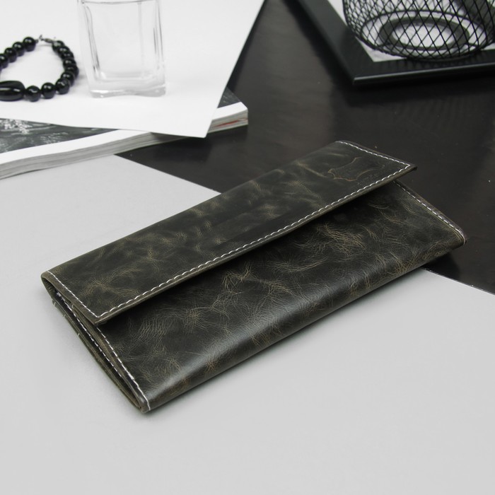 Кошелёк женский, 3 отдела, для карт, для монет, пулл-ап трюфель