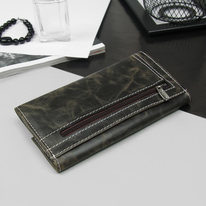 Кошелёк женский, 3 отдела, для карт, для монет, пулл-ап трюфель